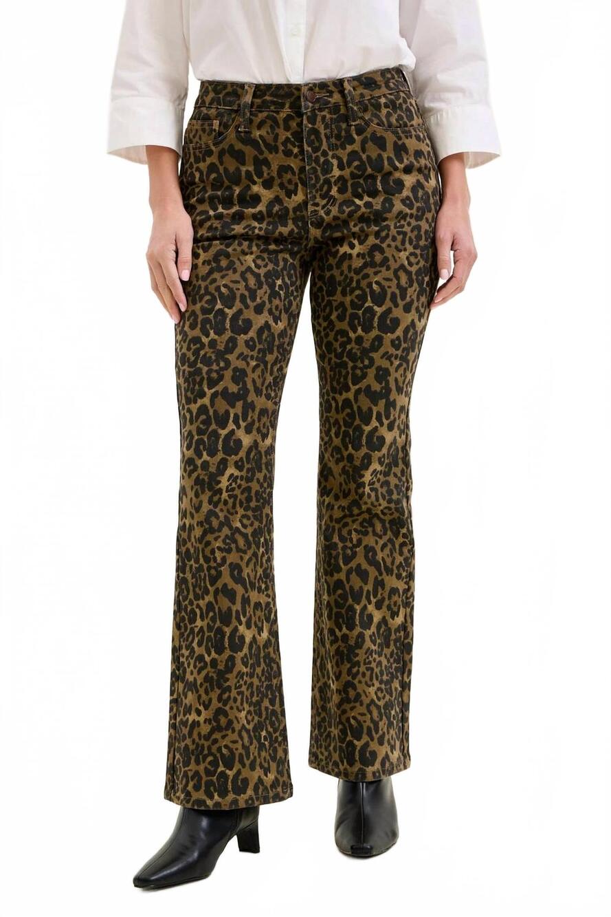 NEW JUDY BLUE high waist bootcut print jeans in leopard
